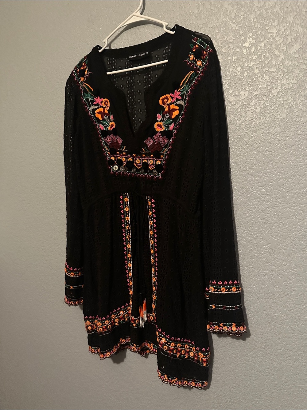 Revolve Hemant & Nandita Boho Embroidered Eyelet Dress - Picture 3 of 9